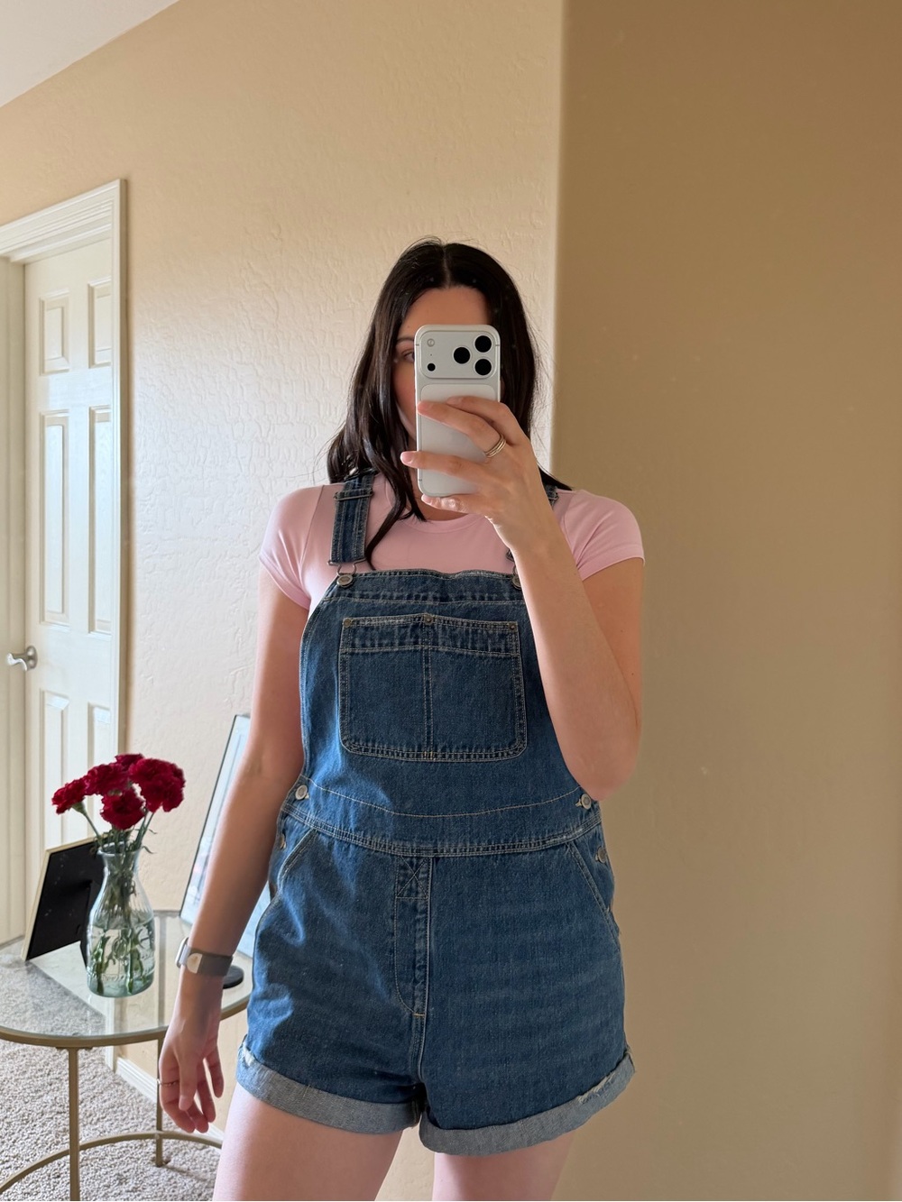 RVCA Denim Short Overalls, Classic Blue